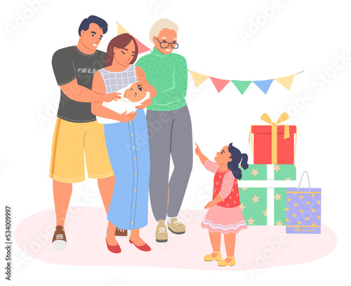 Newborn holiday vector family show baby to sister