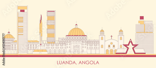 Cartoon Skyline panorama of city of Luanda, Angola - vector illustration