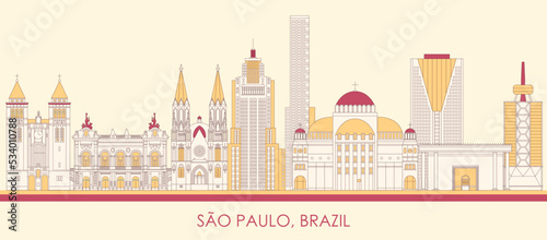 Cartoon Skyline panorama of city of Sao Paulo, Brazil - vector illustration photo