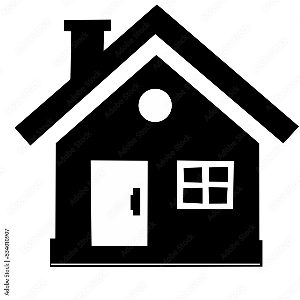 Home icon. Black silhouette isolated on white background. Vector illustration Home icon. Black silhouette isolated on white background. Vector illustration