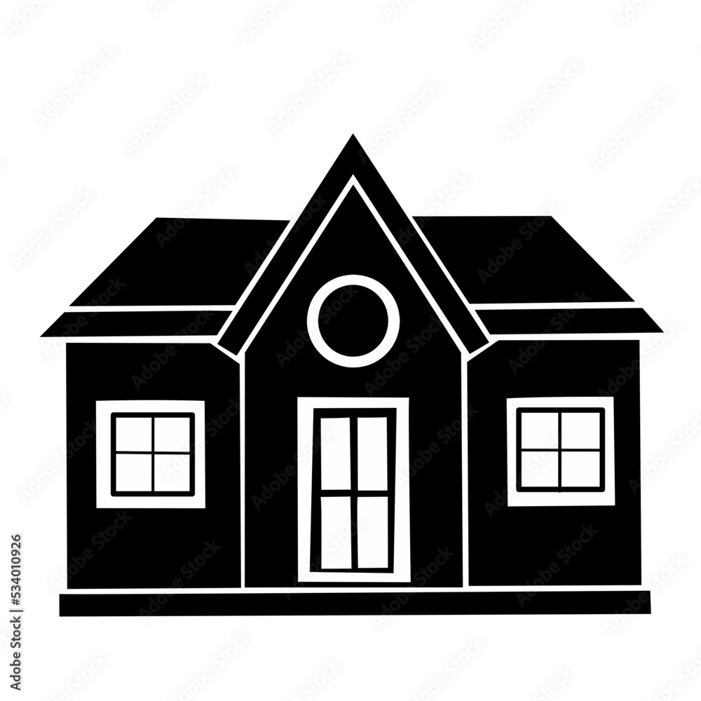 Home icon. Black silhouette isolated on white background. Vector illustration Home icon. Black silhouette isolated on white background. Vector illustration