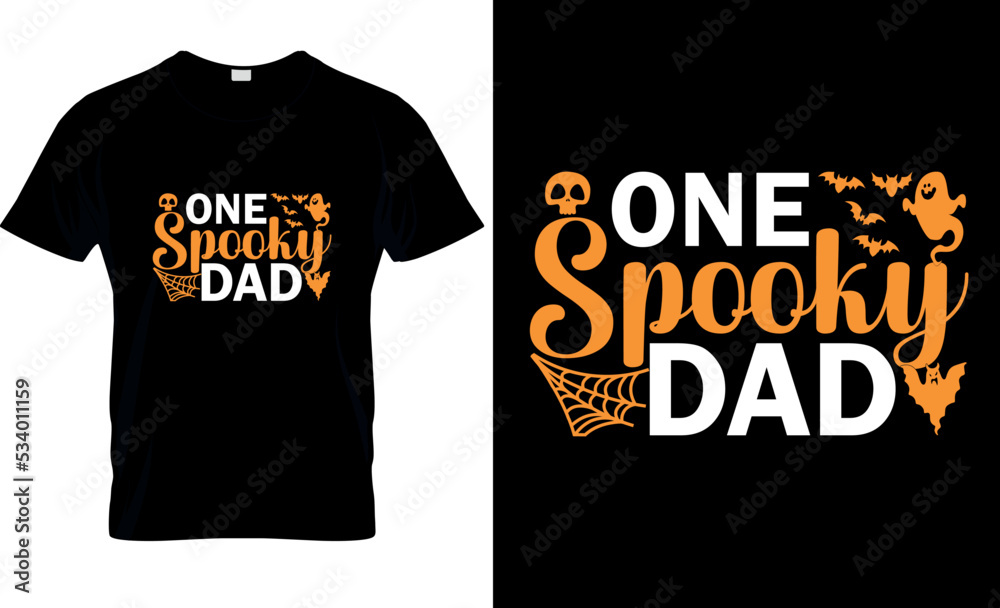 Halloween t-shirt Design.one spooky dady, Pumpkin shirt Vector, Graphics, witch,horror, template, typography, print all-purpose for man, women, and children, father gift.