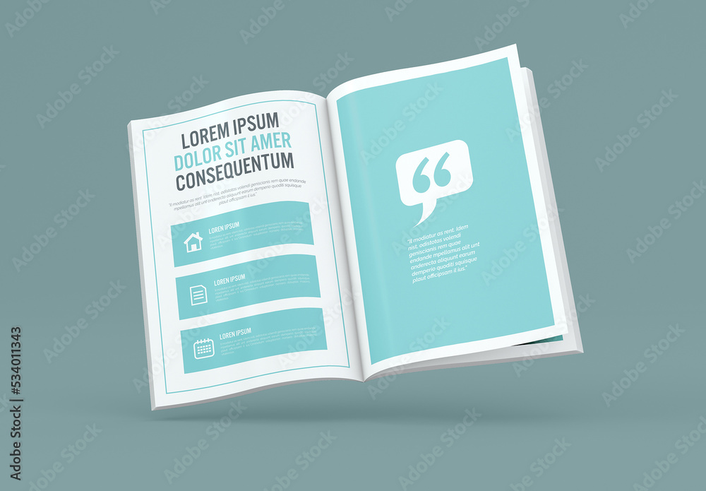 Floating Open Magazine Mockup Stock Template | Adobe Stock