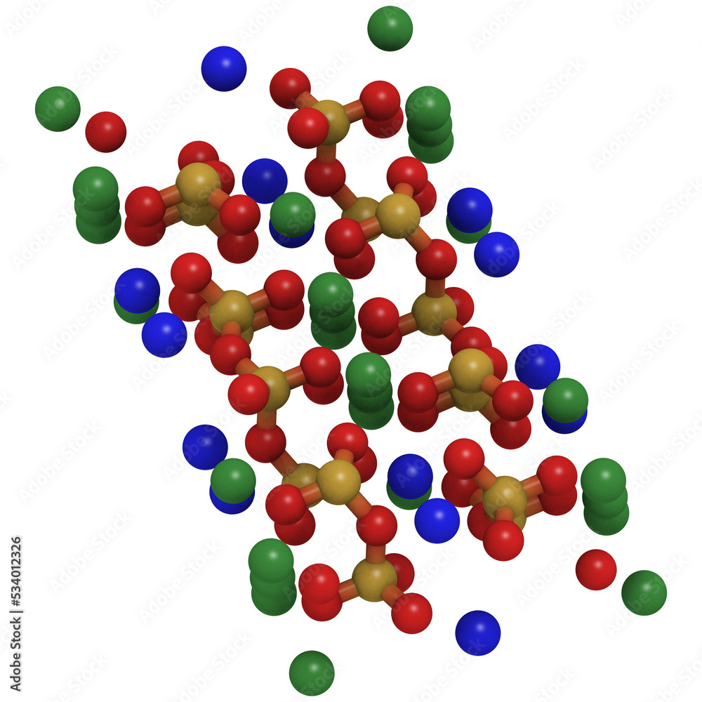 Tremolite asbestos, crystal structure Tremolite asbestos, crystal structure