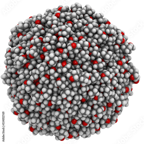 Tetrahydrofuran (THF) molecules, liquid sphere model. photo