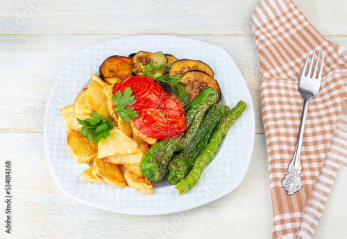 Turkish style mixed vegetable fried (Karisik Kizartma) photo