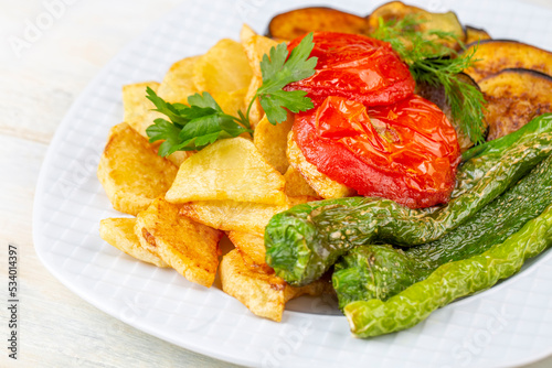 Turkish style mixed vegetable fried (Karisik Kizartma) photo