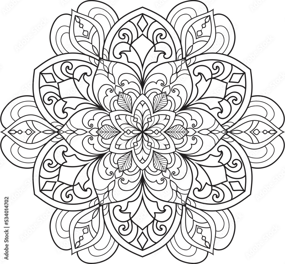 Mandala isolated on the white background.Decorative monochrome ethnic mandala pattern.