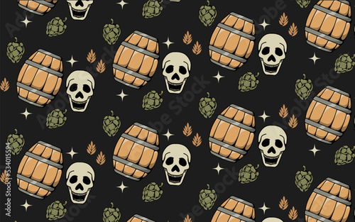 seamless pattern with skulls and bones