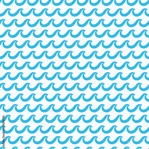 Sea and ocean surf wave seamless pattern. Blue water curves vector background of summer sea storm, ocean beach tides, river flows or lake ripple with splashes. Blue wavy line texture, marine backdrop
