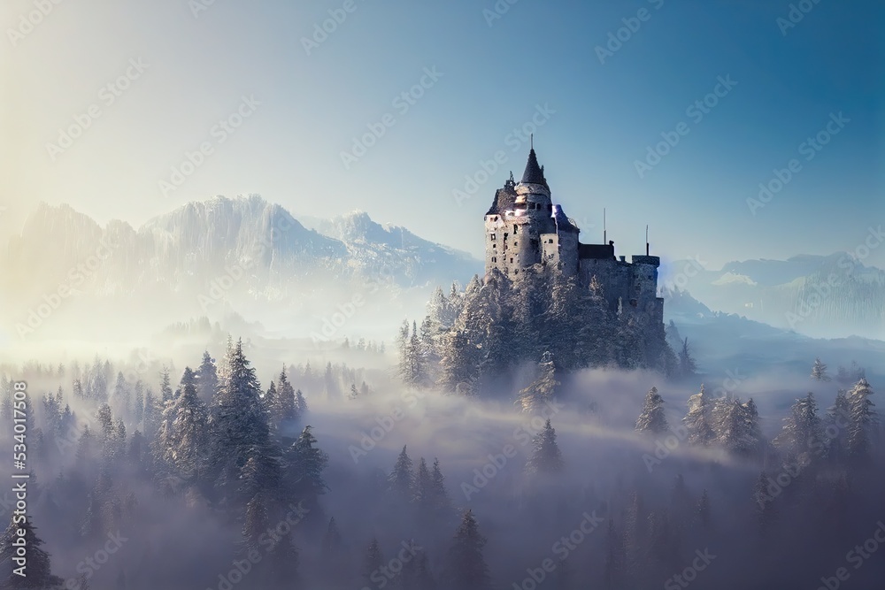 Fototapeta premium Castle ruins on a mountain