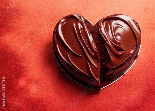 Heart shaped chocolate cake