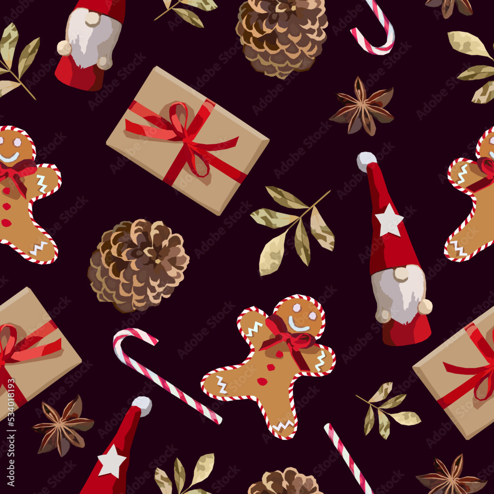 Christmas and New years vector seamless pattern Christmas and New years vector seamless pattern