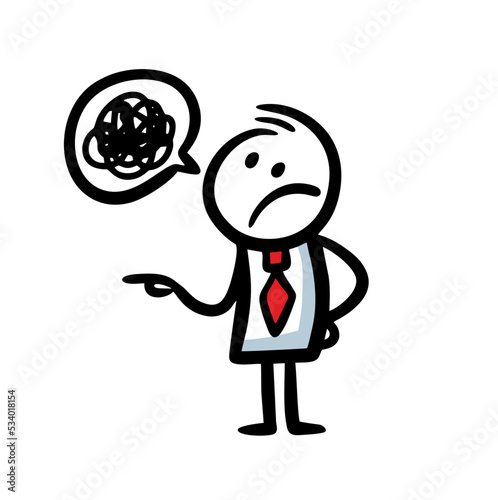 Doodle man with unpleasent face telling bad words.
