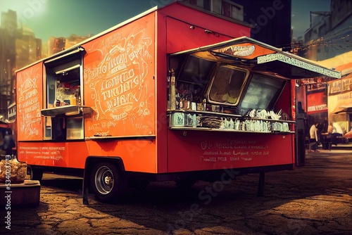 Retro red Food truck