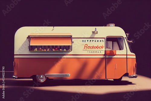 Retro orange Food truck