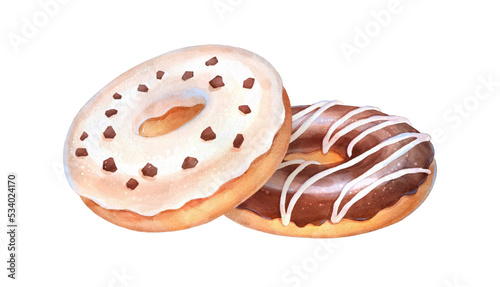 Vector watercolor illustration of Donuts