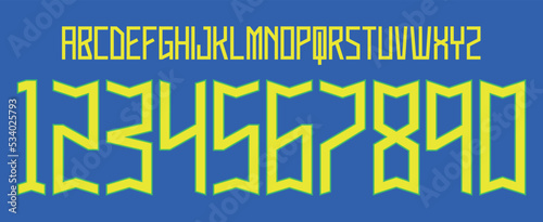 font vector team 2022 kit sport style font. football style font with lines. brazil font world cup. sports style letters and numbers for soccer team