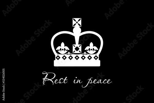 Queen Elizabeth II death. Vector flat illustration. Rest of peace. photo