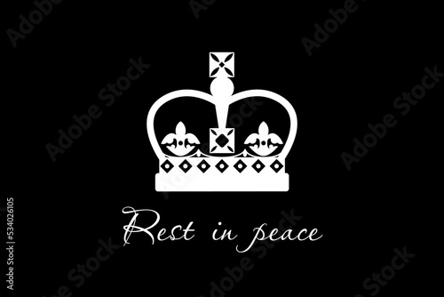 Queen Elizabeth II death. Vector flat illustration. Rest of peace.