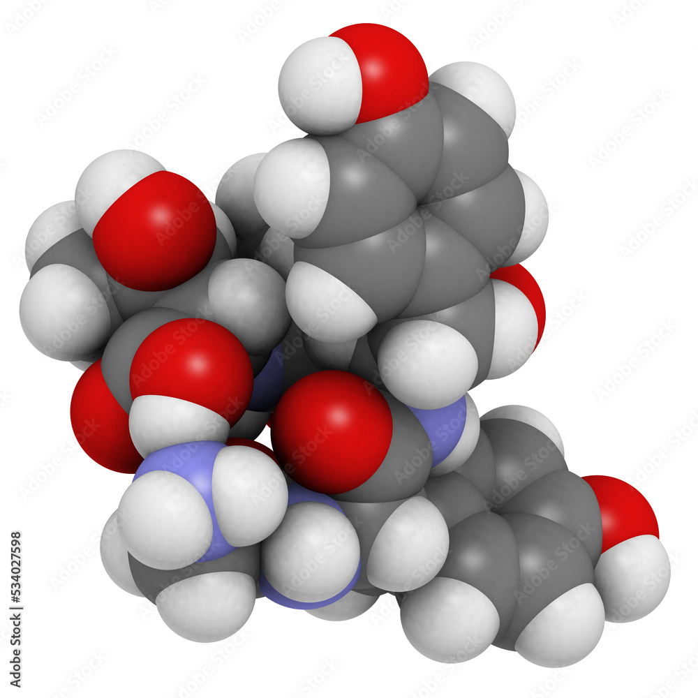 Gluten exorphin A5 molecule, chemical structure. Gluten exorphin A5 molecule, chemical structure.