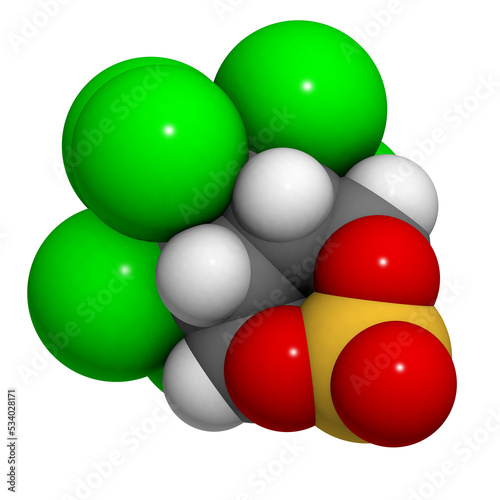 Endosulfan insecticide molecule. Banned in many countries due to toxicity. photo