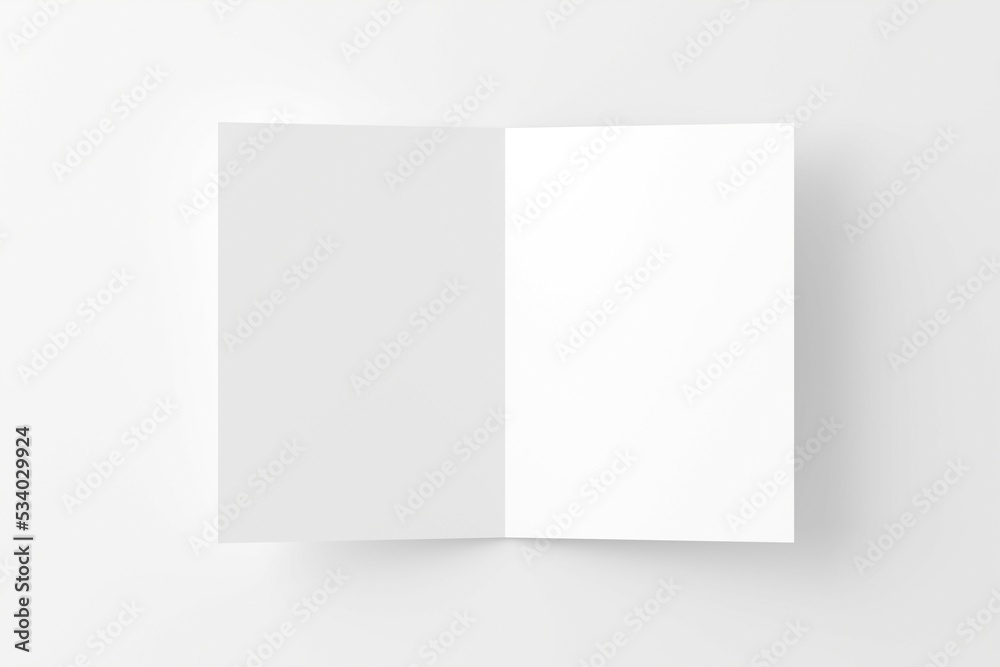 A4 A5 Folded Invitation Card With Envelope 3D Rendering White Blank Mockup A4 A5 Folded Invitation Card With Envelope 3D Rendering White Blank Mockup