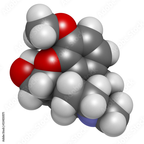 Codeine pain and cough relief drug, chemical structure.