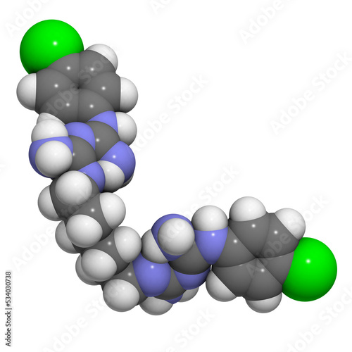 Chlorhexidine antiseptic molecule, chemical structure photo