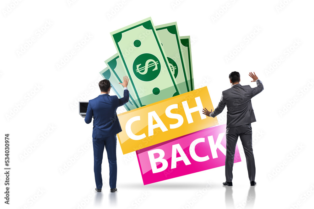 Businessman in the cash back concept Businessman in the cash back concept