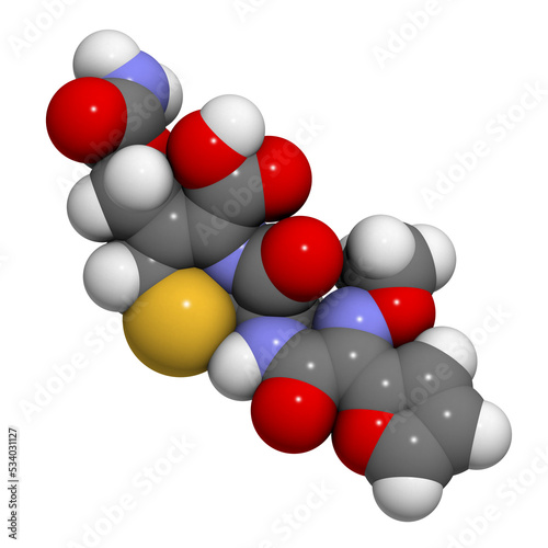 Cefuroxime second generation cephalosporin antibiotic, chemical structure. photo