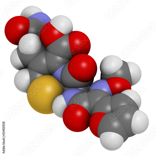 Cefuroxime second generation cephalosporin antibiotic, chemical structure. photo
