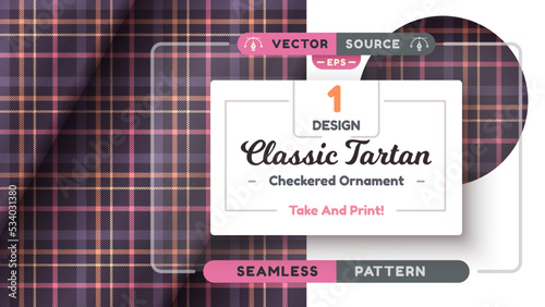 Halloween Tartan seamless pattern, merry christmas texture, checkered scottish fabric