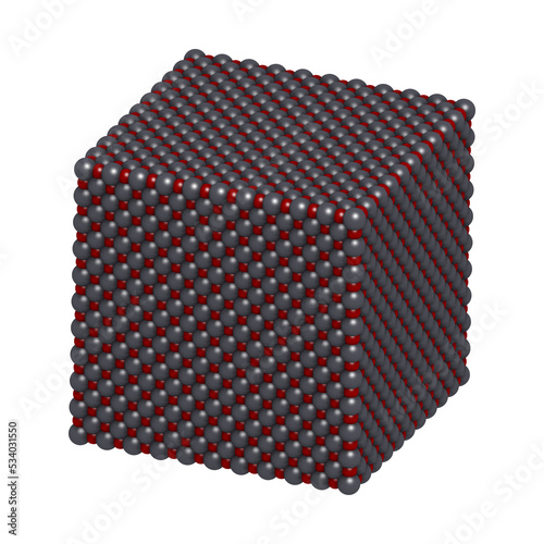 Lime (quicklime, calcium oxide, CaO) crystal structure. photo