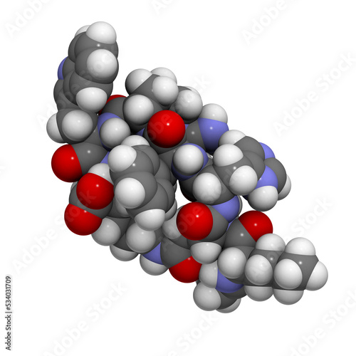 Bremelanotide female sexual dysfunction drug molecule (investigational). 3D rendering. photo