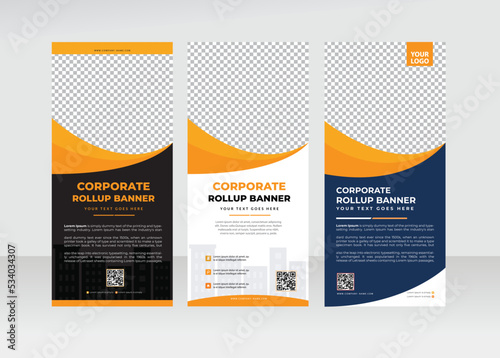 Roll up banner design vertical abstract background pull up design corporate xbanner template