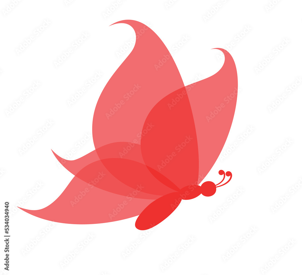 The Symbol of red stylized flying butterfly. The Symbol of red stylized flying butterfly.