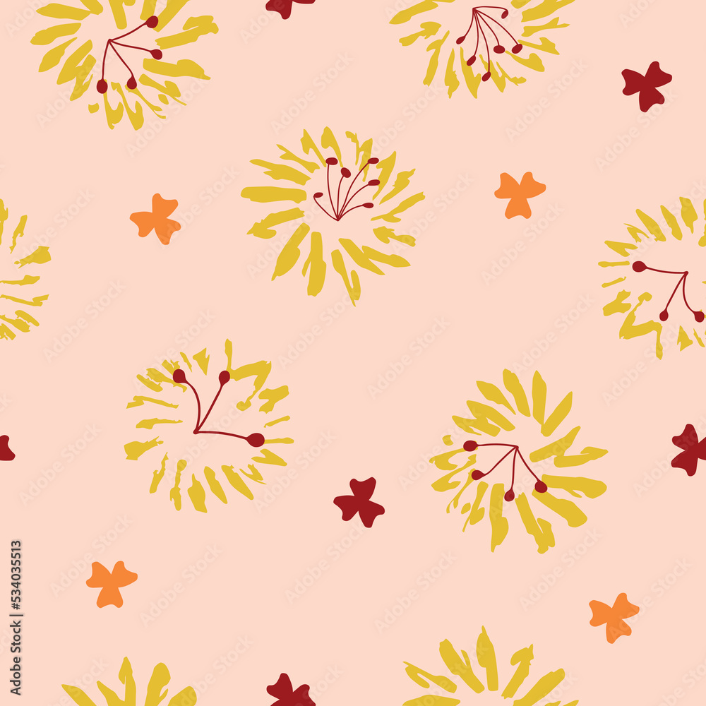 Seamless repeat pattern with hand drawn flowers. Seamless repeat pattern with hand drawn flowers.