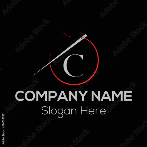 Initial Letter C Tailor Logo, Needle and Thread Combination. Needle logo, Embroider, Textile, Fashion, Cloth, Fabric Template