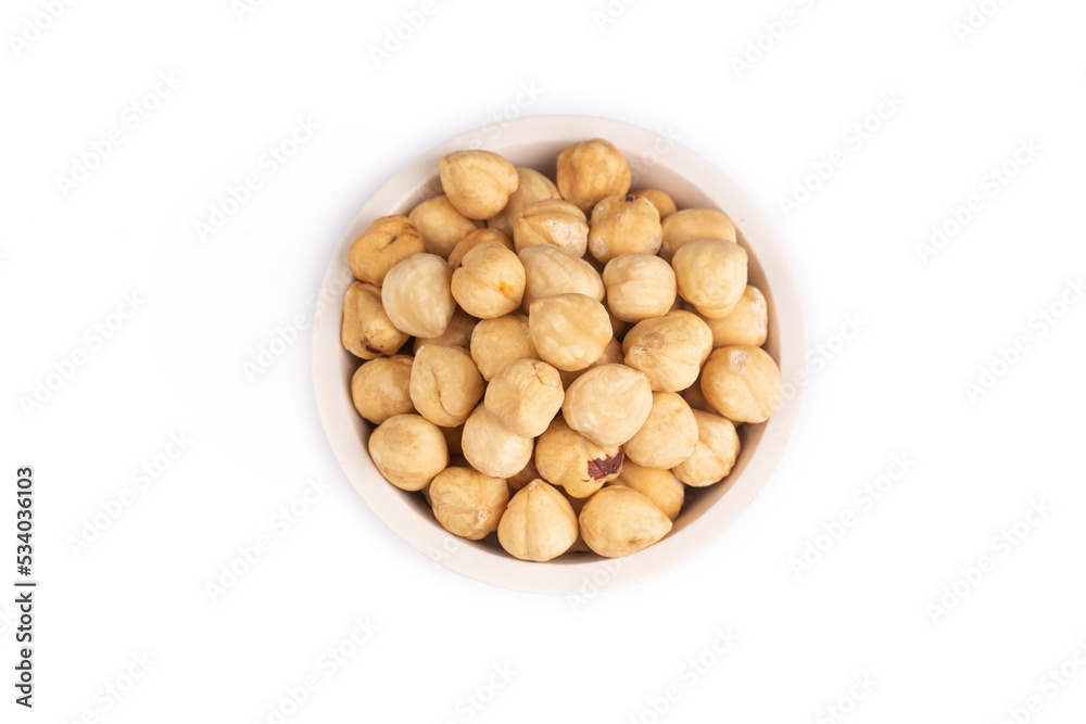Hazelnuts on the white background Hazelnuts on the white background
