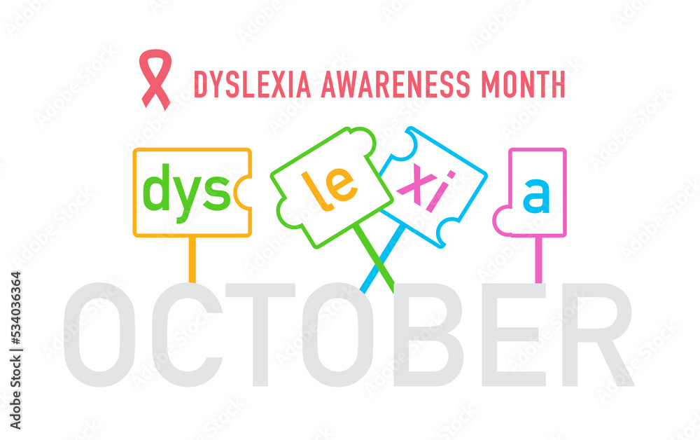 Dyslexia awareness month concept, contains picture in jpg on a white background Dyslexia awareness month concept, contains picture in jpg on a white background