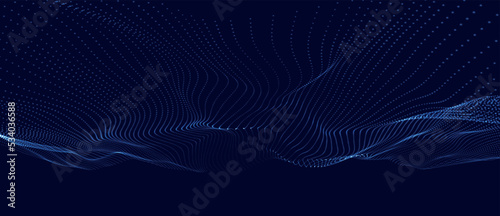 Wave of particles. Abstract background with a dynamic wave. Big data. Vector illustration.