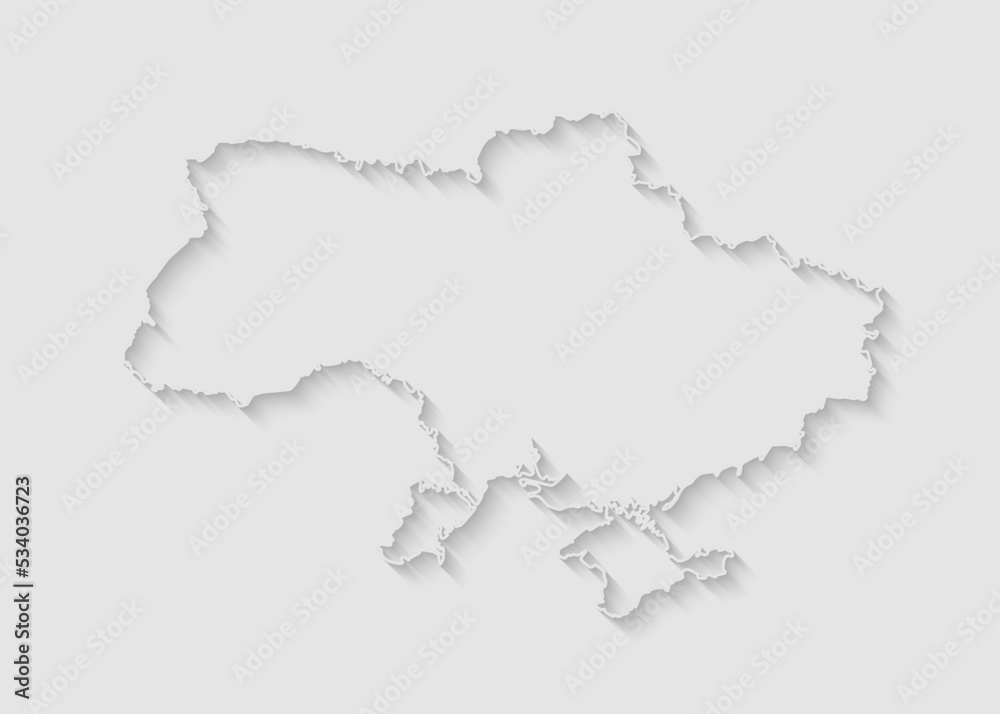 Vector outline map Ukraine with creative shadow