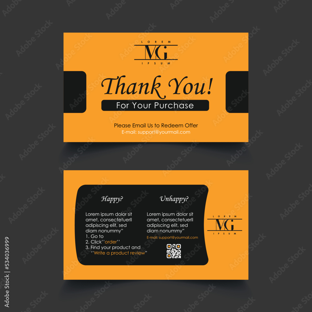 Thank you card, Amazon thank you card, Product insert, Packaging insert,  Amazon product insert card, Thank you, Amazon after-sales card, Stock  Vector | Adobe Stock