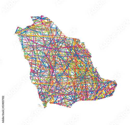 vector illustration of multicolored abstract striped map of Saudi Arabia