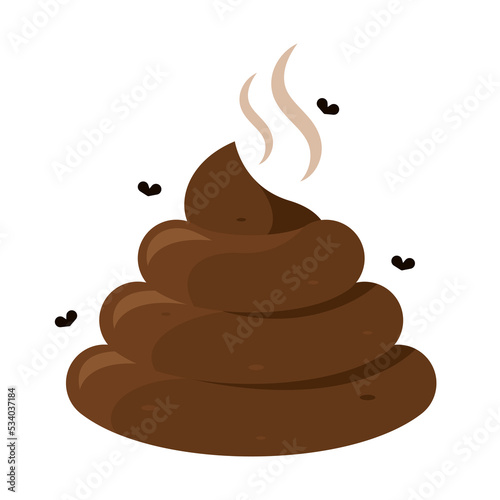 stinky poop flat vector illustration logo icon clipart