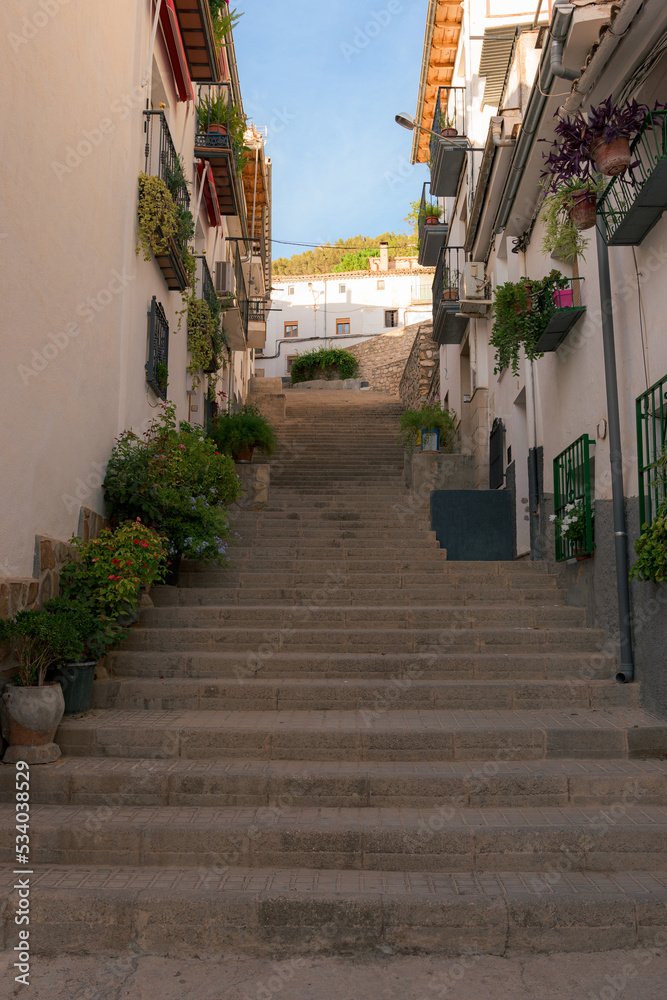 Streets of the town of Cazorla at sunset, Spain