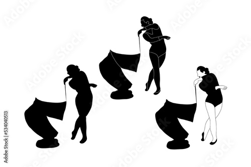 Flat design gymnast, gym girl  silhouette illustration. Gymnastics. Isolated vector