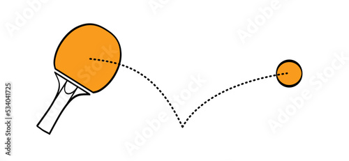 Cartoon table tennis or ping pong on the table. Vector table tennis bat. Sports symbol or logo. Rackets and ball emblem. Table tennis paddle icon. pingpong sports.