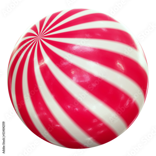 Realistic 3D illustration of the beautiful delicious striped cherry candy isolated on white